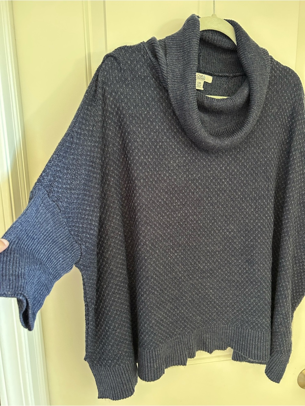 croft & barrow Navy Cowl Neck Textured Knit Sweater